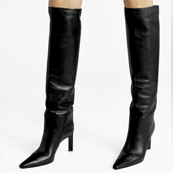 The Attico VITTO 85 Black Leather‎ Knee High Boots - Picture 1 of 13